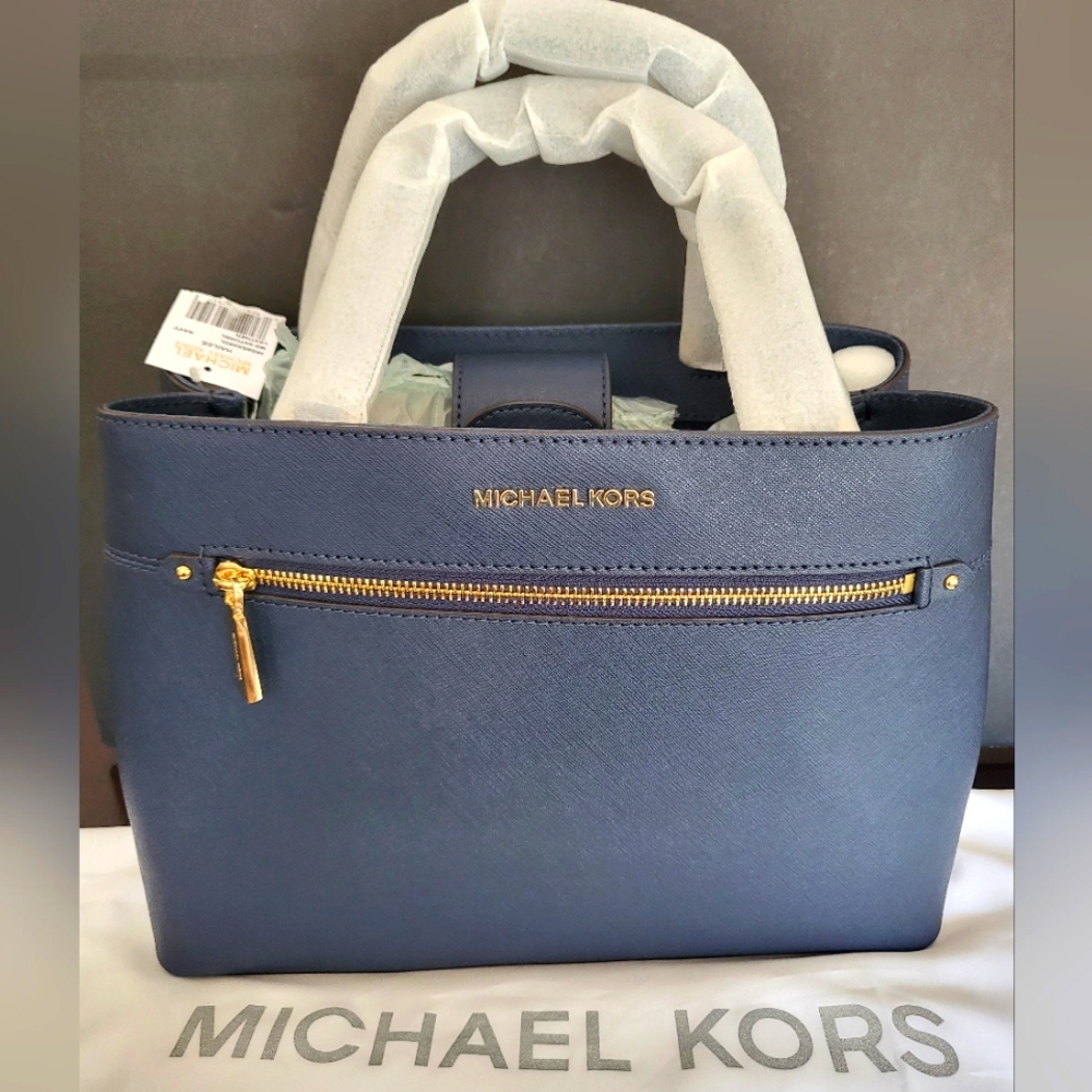 Michael Kors Navy Hailee Medium Satchel